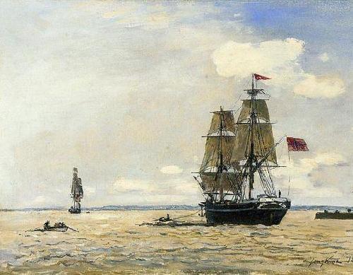 Johann Barthold Jongkind Norwegian Naval Ship Leaving the Port of Honfleur Spain oil painting art